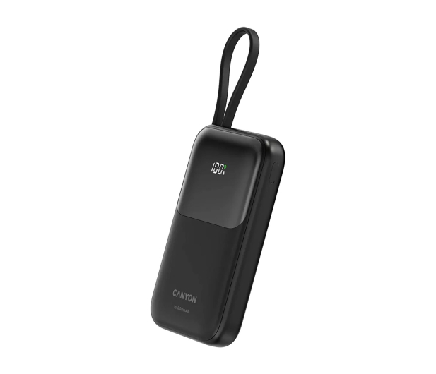 CANYON Powerbank OnPower 101 z kablem 10000 mAh PD22.5W Czarny - 1320624 - zdjęcie 2